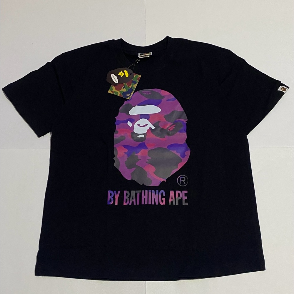 Purple Camo Bape Black T-Shirt Size Medium